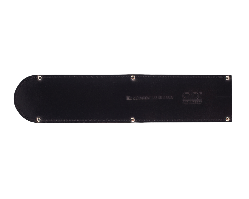 Güde leather sheath in tanned cowhide, a 12-in blade guard for the bread knife
