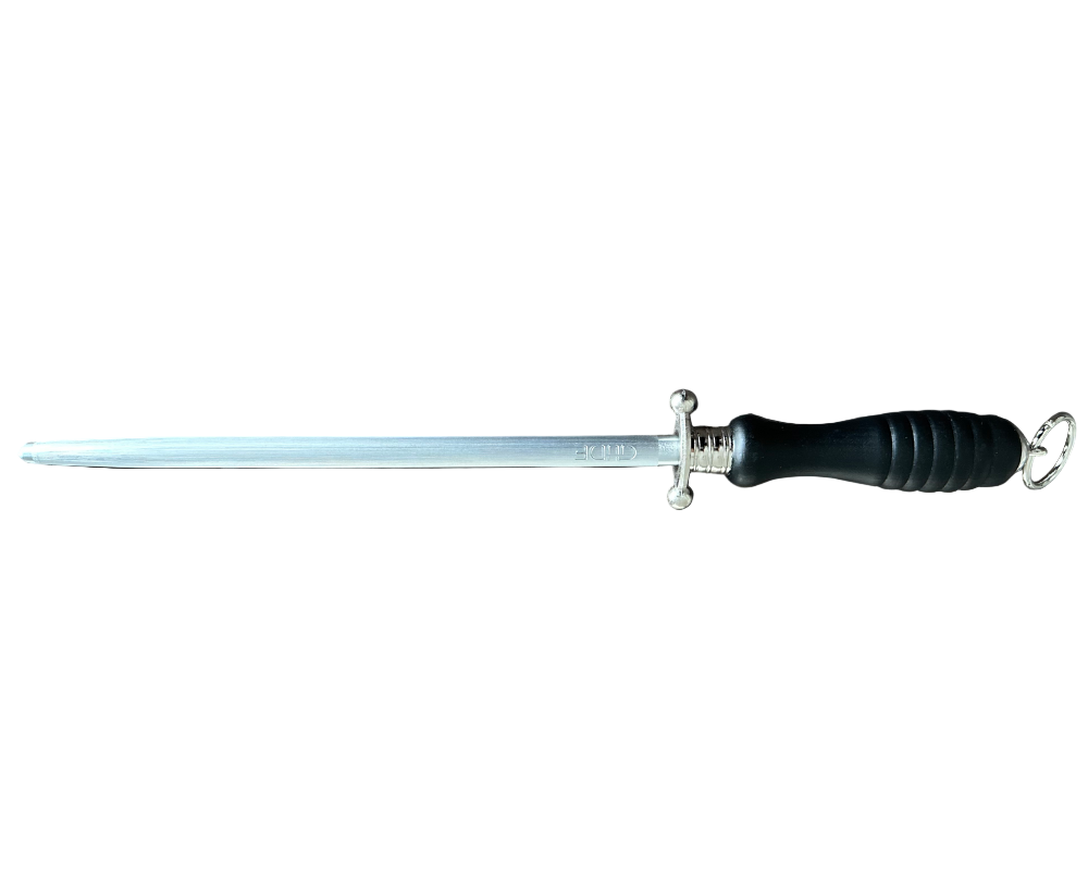 Güde Sigma Knife Sharpening Steel 11-in with black wood handle, hand-forged in Solingen, Germany