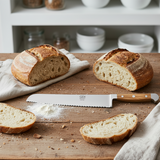 Gude Franz Güde Series High Carbon Double Bolster Bread Knife 12-in, Olive Wood Handle and Serrated Blade, Ambidextrous – Gude Shop USA