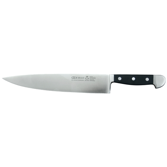 Gude Alpha Series Forged Double Bolster Chef's Knife 10-in, Black Hostaform Handle