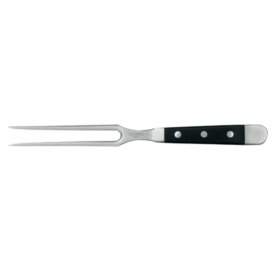Gude Alpha Series Forged Double Bolster Meat Fork 6-in, Black Hostaform Handle