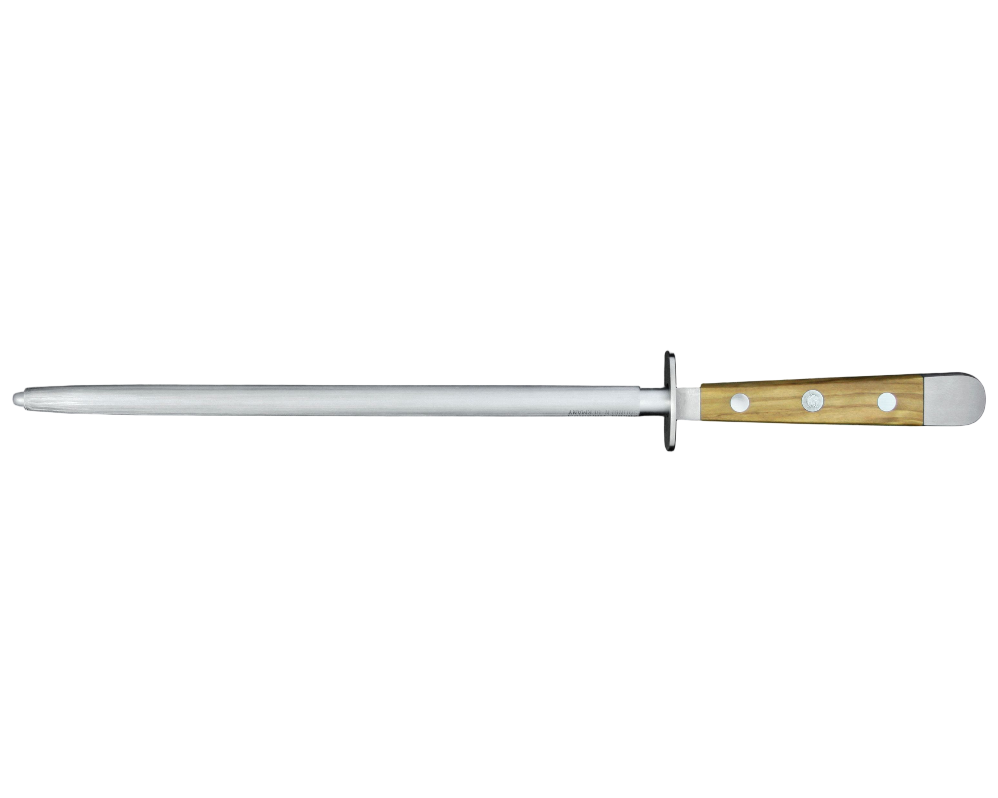 Güde Alpha Olive Sharpening Steel 10-in with olive wood handle, hand-forged in Solingen, Germany