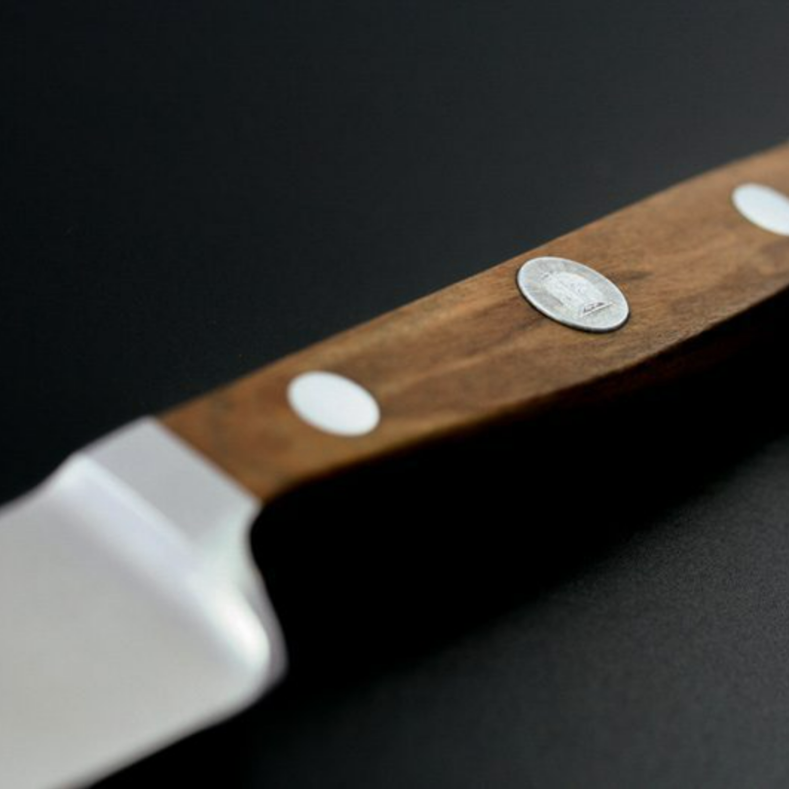 Gude Alpha Olive Series Forged Double Bolster Tomato Knife 5", Olivewood Handle and Serrated Blade - GuedeUSA