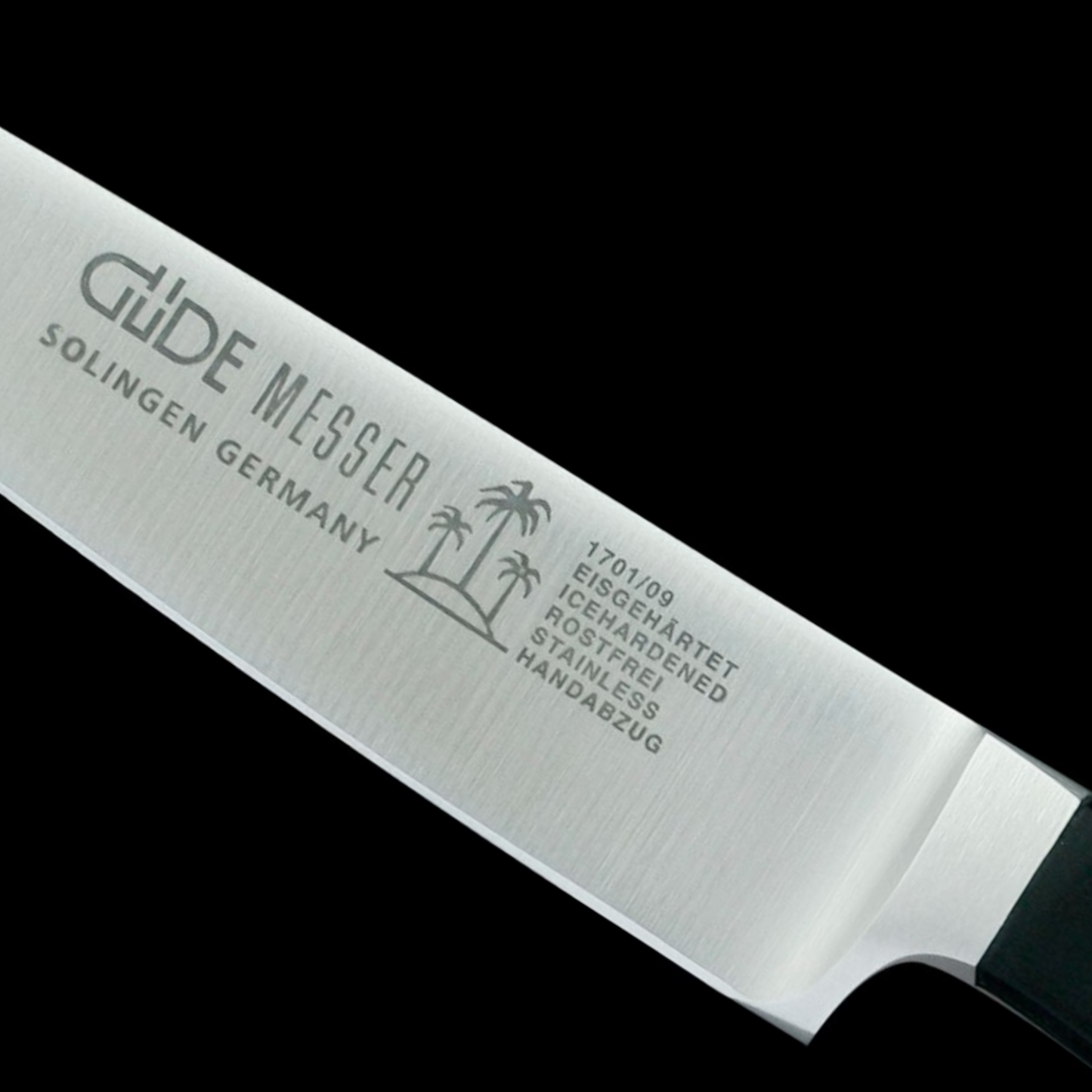 Gude Alpha Series Forged Double Bolster Utility Knife 3", Black Hostaform Handle - GuedeUSA
