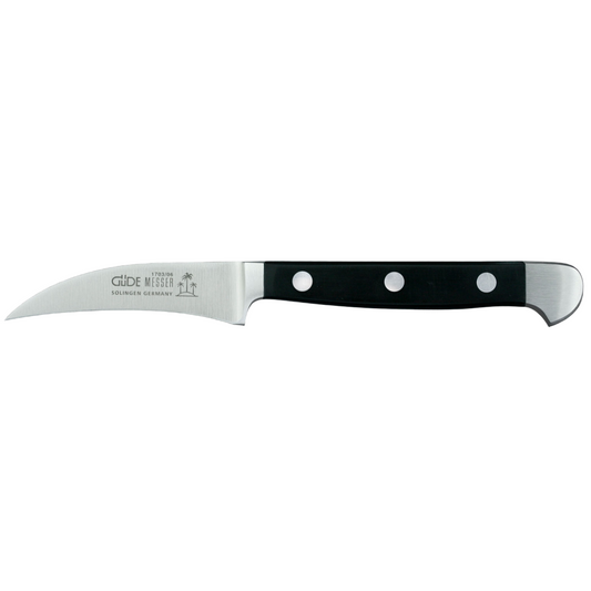 Gude Alpha Series Forged Double Bolster Bird's Beak Knife 2-in, Black Hostaform Handle