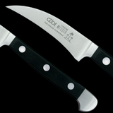 Güde Alpha Series 2-inch bird's beak knife, forged from a single bar of steel with a double bolster