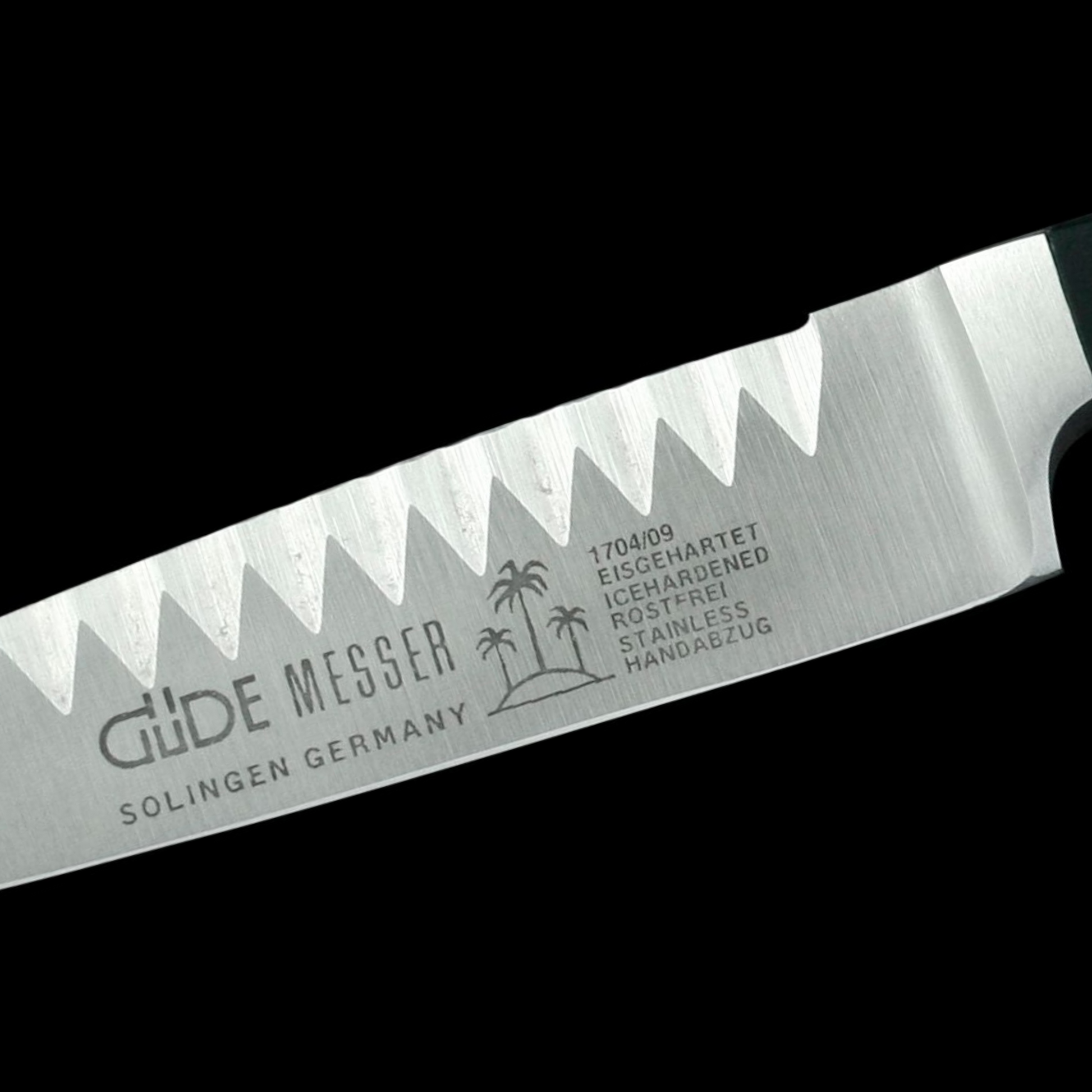 Gude Alpha Series Forged Double Bolster Decorating Knife 3", Black Hostaform Handle - GuedeUSA