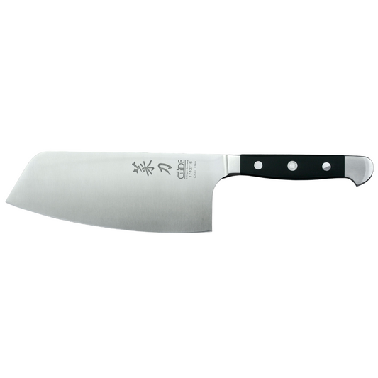 Gude Alpha Series Forged Double Bolster Chinese Chai Dao Chef's Knife 6-in, Black Hostaform Handle