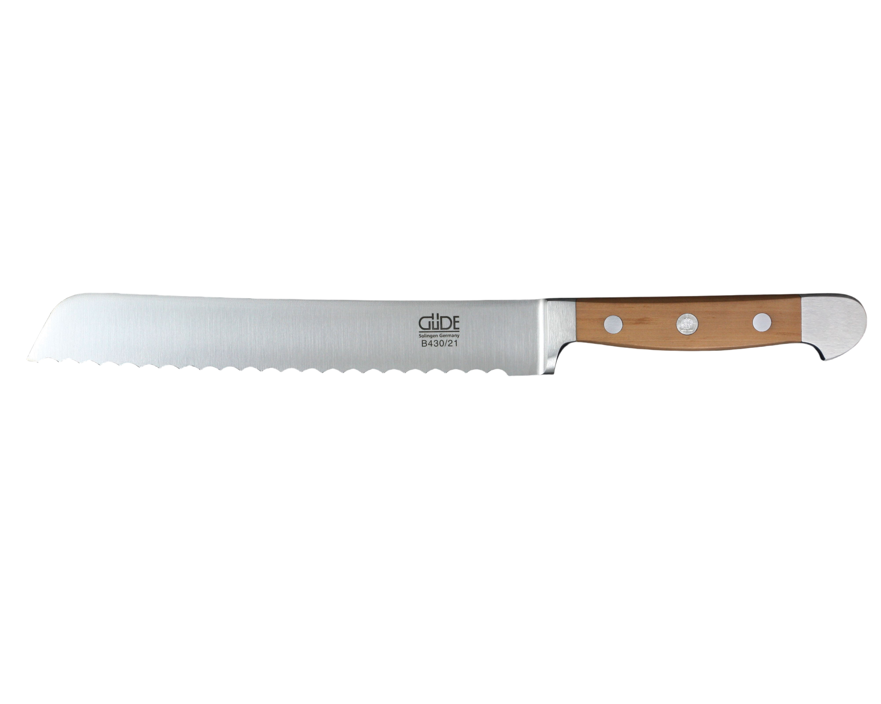 Gude Alpha Pear Series Forged Double Bolster Serrated Bread Knife 8-in, Luxury Pear Wood Handle - Gude Shop USA