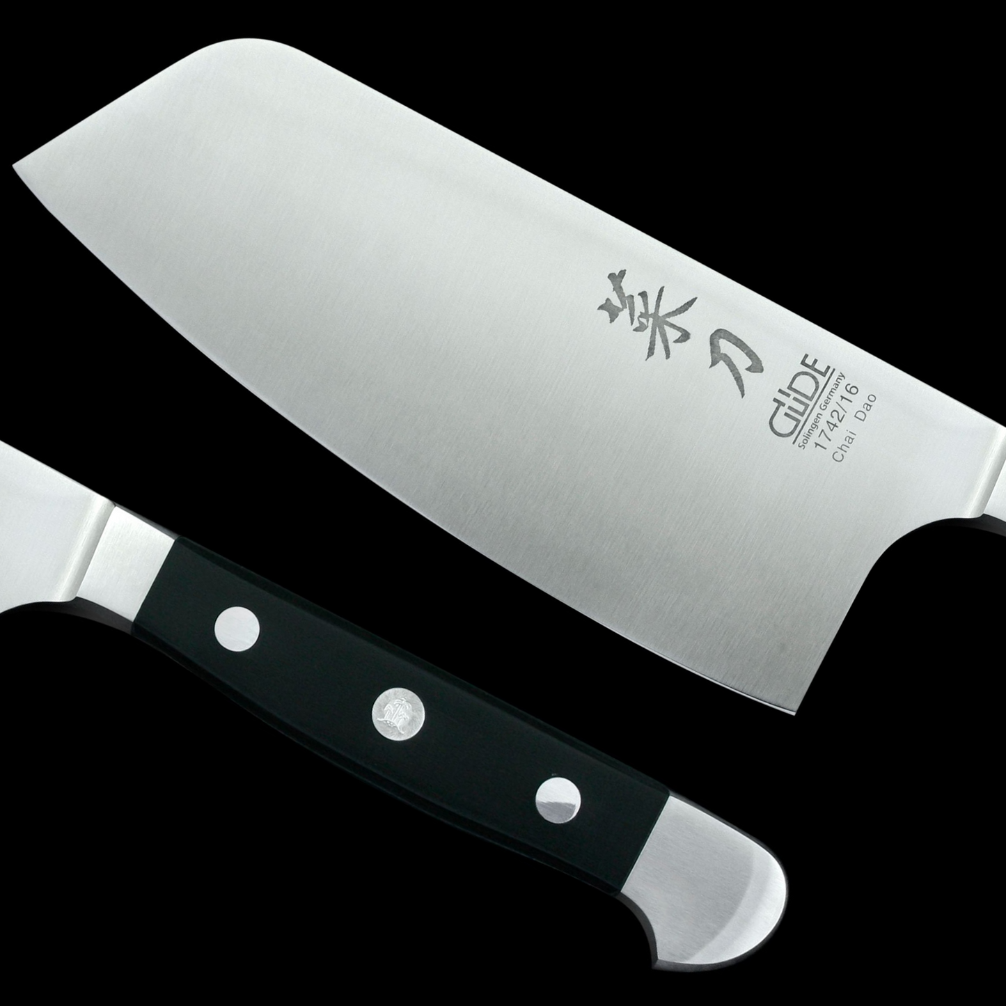 Gude Alpha Series Forged Double Bolster Chinese Chef's Knife 6", Black Hostaform Handle - GuedeUSA