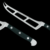 Gude Alpha Series Forged Double Bolster Cheese Knife 6", Hostaform Black Handle and Serrated Blade - GuedeUSA