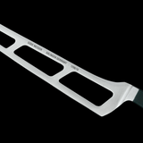 Gude Alpha Series Forged Double Bolster Cheese Knife 6", Hostaform Black Handle and Serrated Blade - GuedeUSA