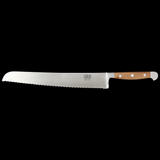 Gude Alpha Pear Series Forged Double Bolster Bread Knife 12", Pearwood Handle and Serrated Blade - GuedeUSA