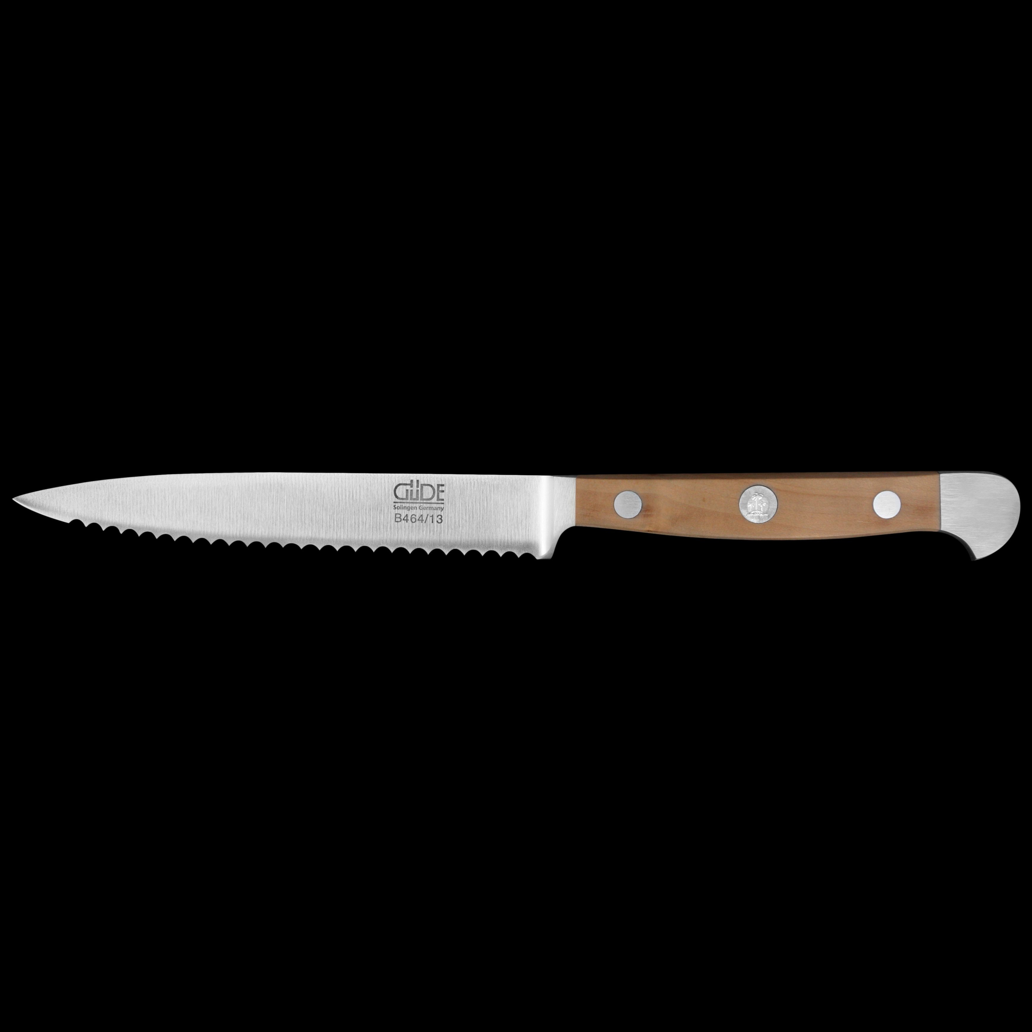 Gude Alpha Pear Series Forged Double Bolster Tomato Knife 5, Pearwood  Handle and Serrated Blade