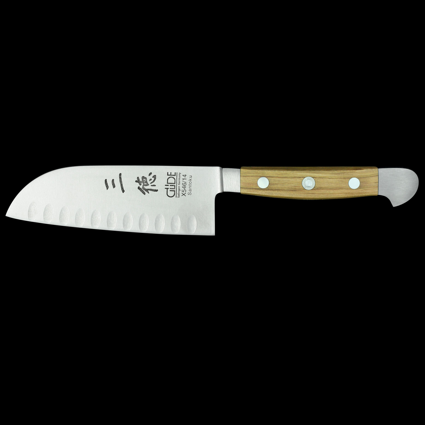 Gude Alpha Olive Series Forged Double Bolster Santoku Knife 5", Olivewood Handle and Granton Edge - GuedeUSA