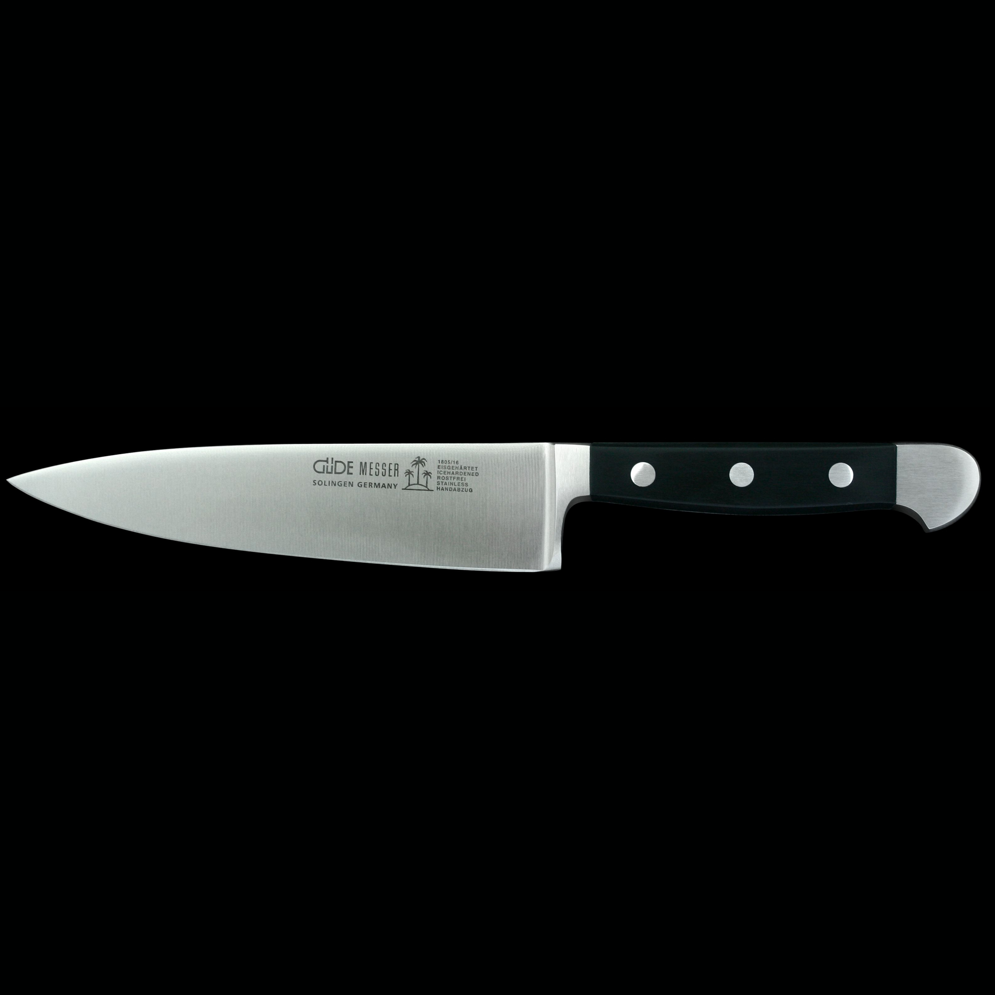 Gude Alpha Series Forged Double Bolster Chef's Knife 6", Black Hostaform Handle - GuedeUSA