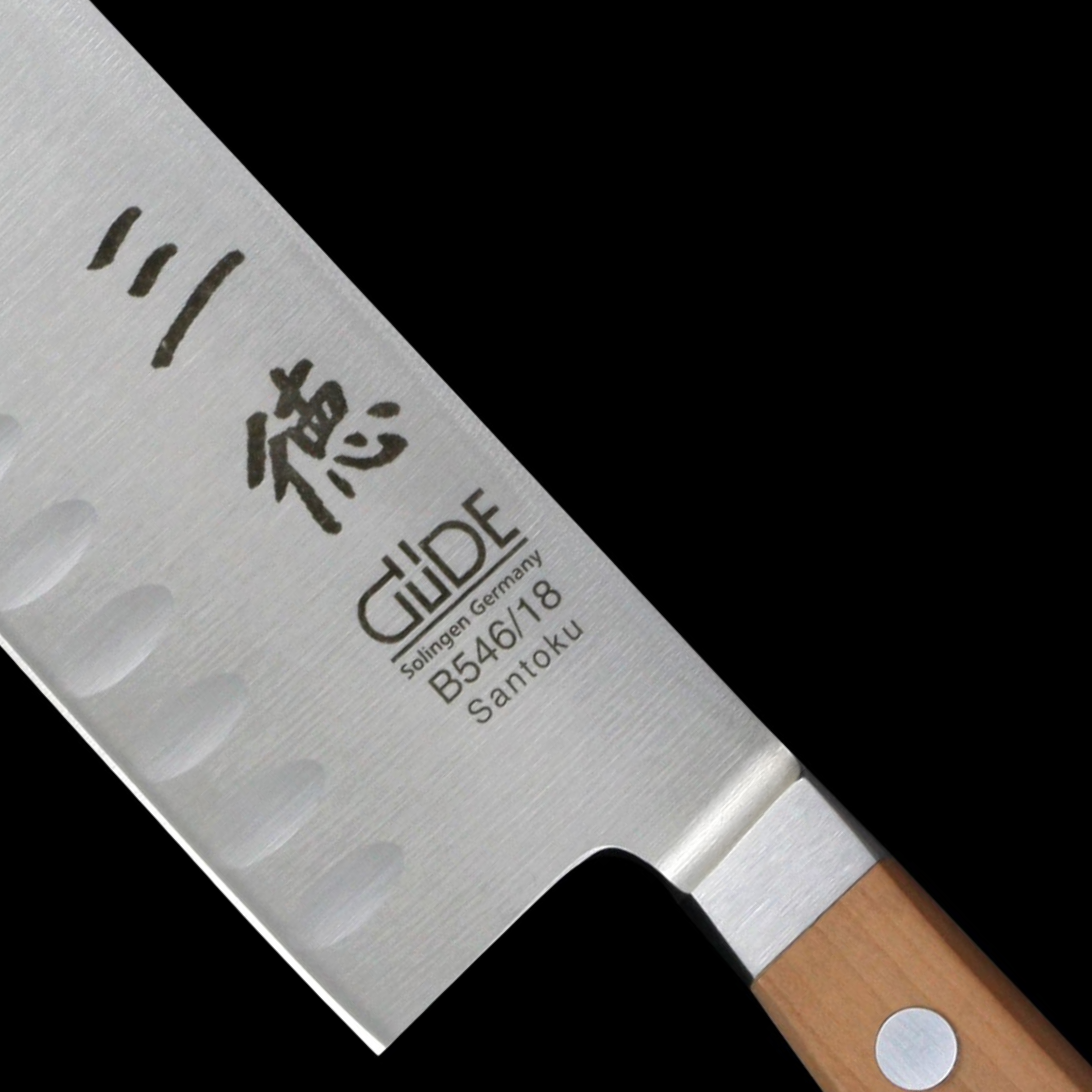 Gude Alpha Pear Series Forged Double Bolster Santoku Knife 7", Pearwood Handle and Granton Edge - GuedeUSA
