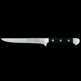 Gude Alpha Series Forged Double Bolster Boning Knife 6", Black Hostaform Handle - GuedeUSA