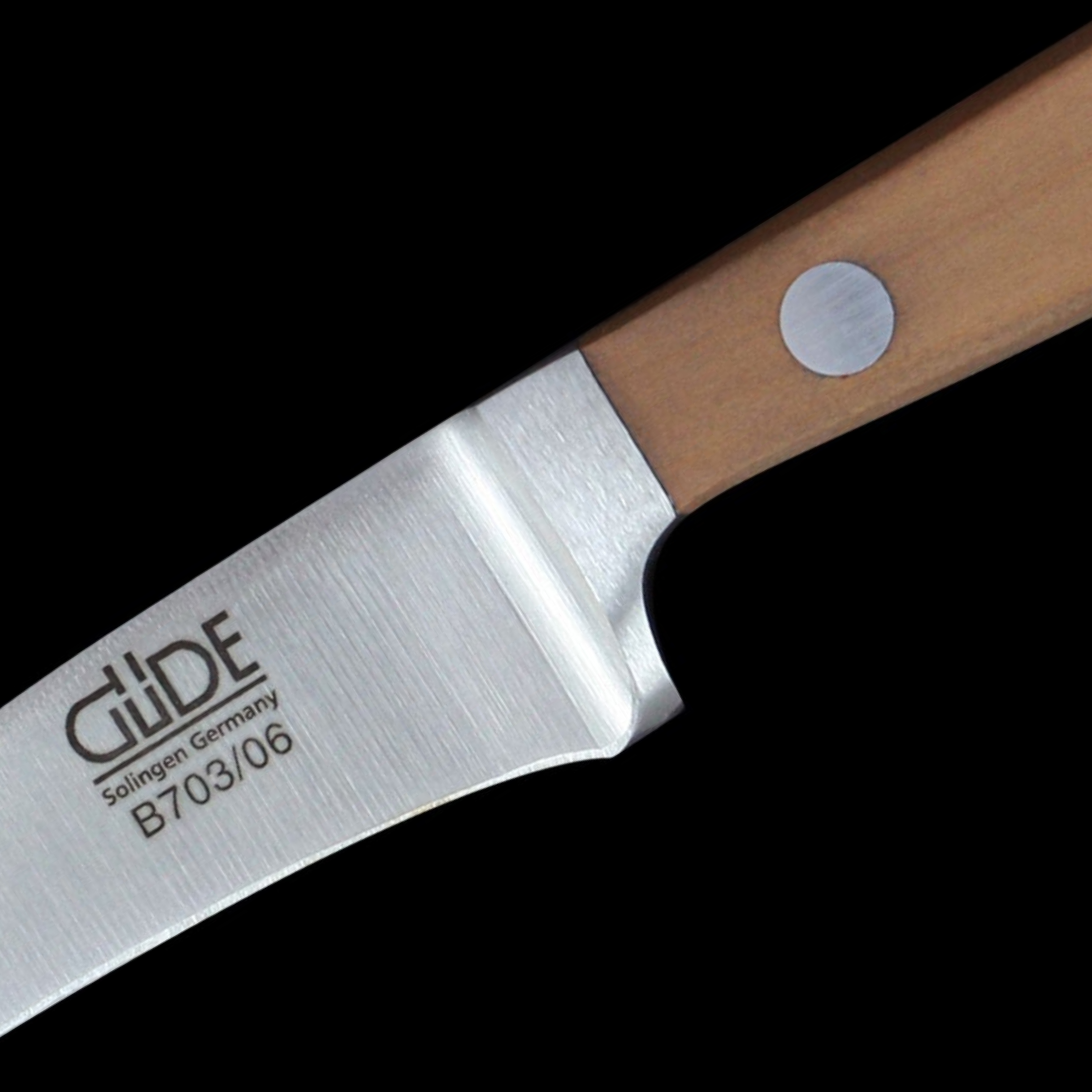 Gude Alpha Pear Series Forged Double Bolster Bird's Beak Knife 2", Pearwood Handle - GuedeUSA