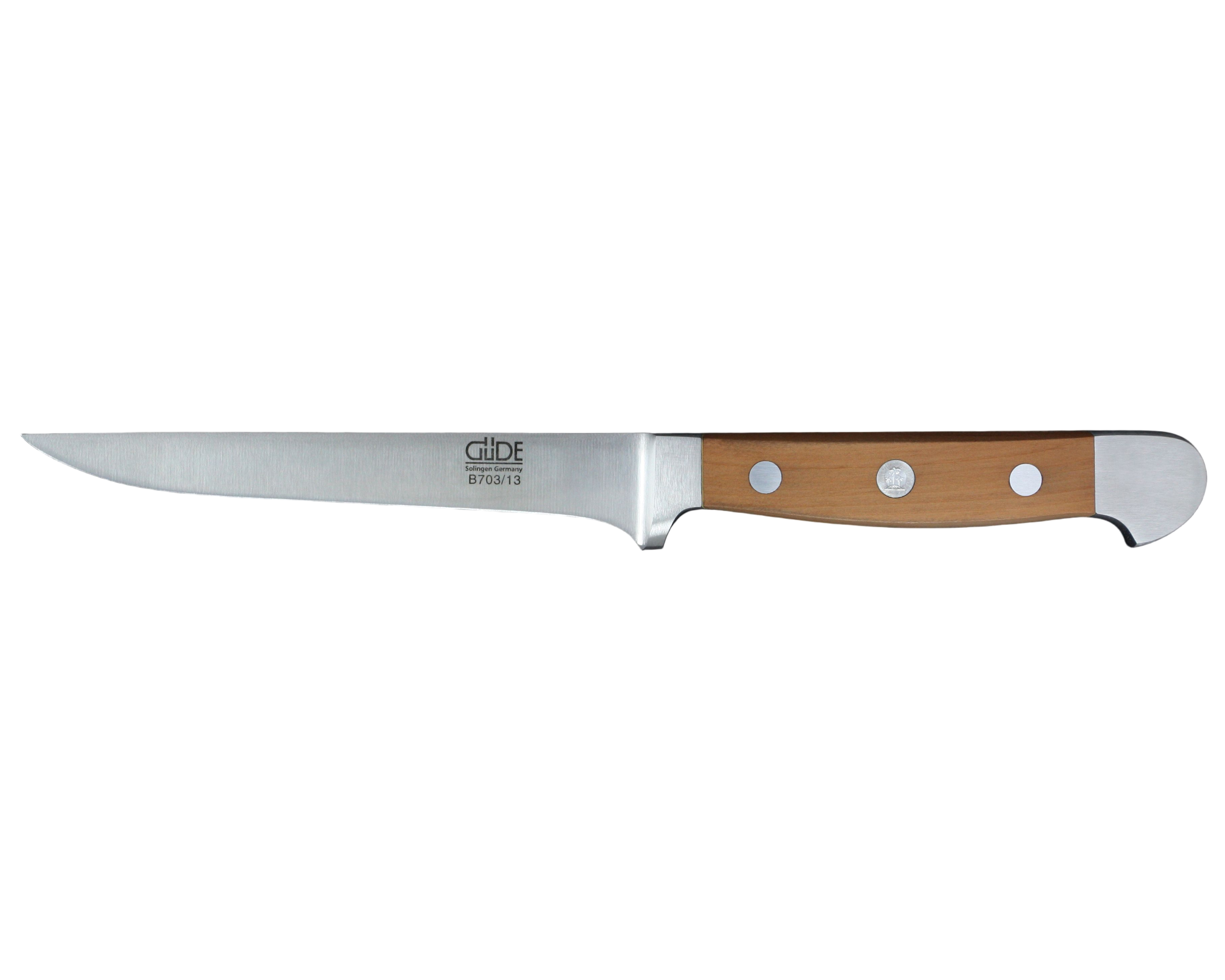 Gude Alpha Pear Series Forged Double Bolster Flexible Boning Knife 5-in, Luxury Pear Wood Handle - Gude Shop USA