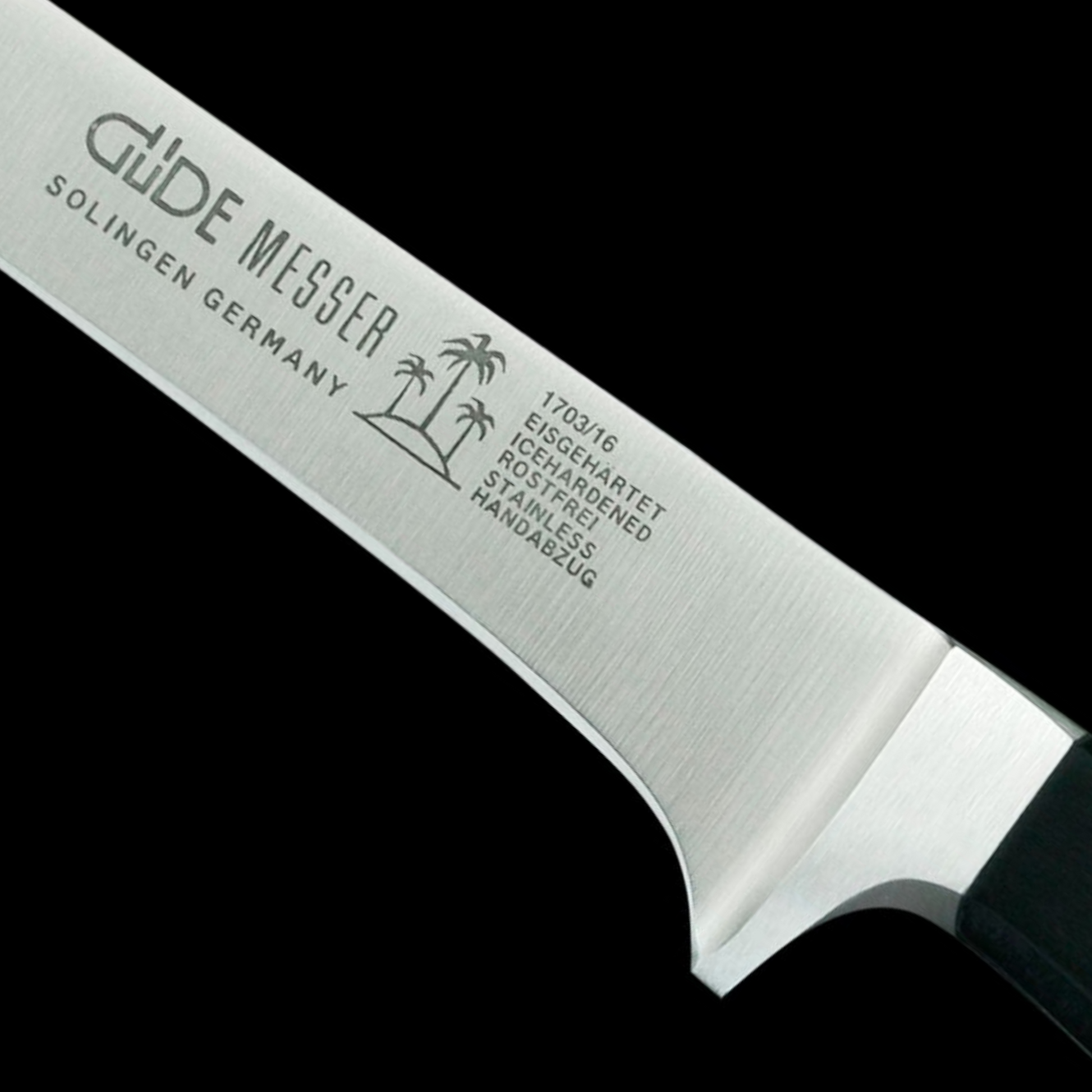 Gude Alpha Series Forged Double Bolster Boning Knife 6", Black Hostaform Handle - GuedeUSA