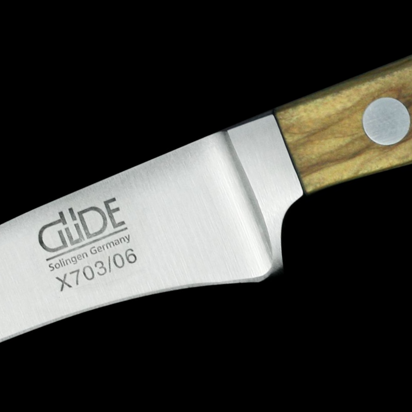 Gude Alpha Olive Series Forged Double Bolster Bird's Beak Knife 2", Olivewood Handle - GuedeUSA