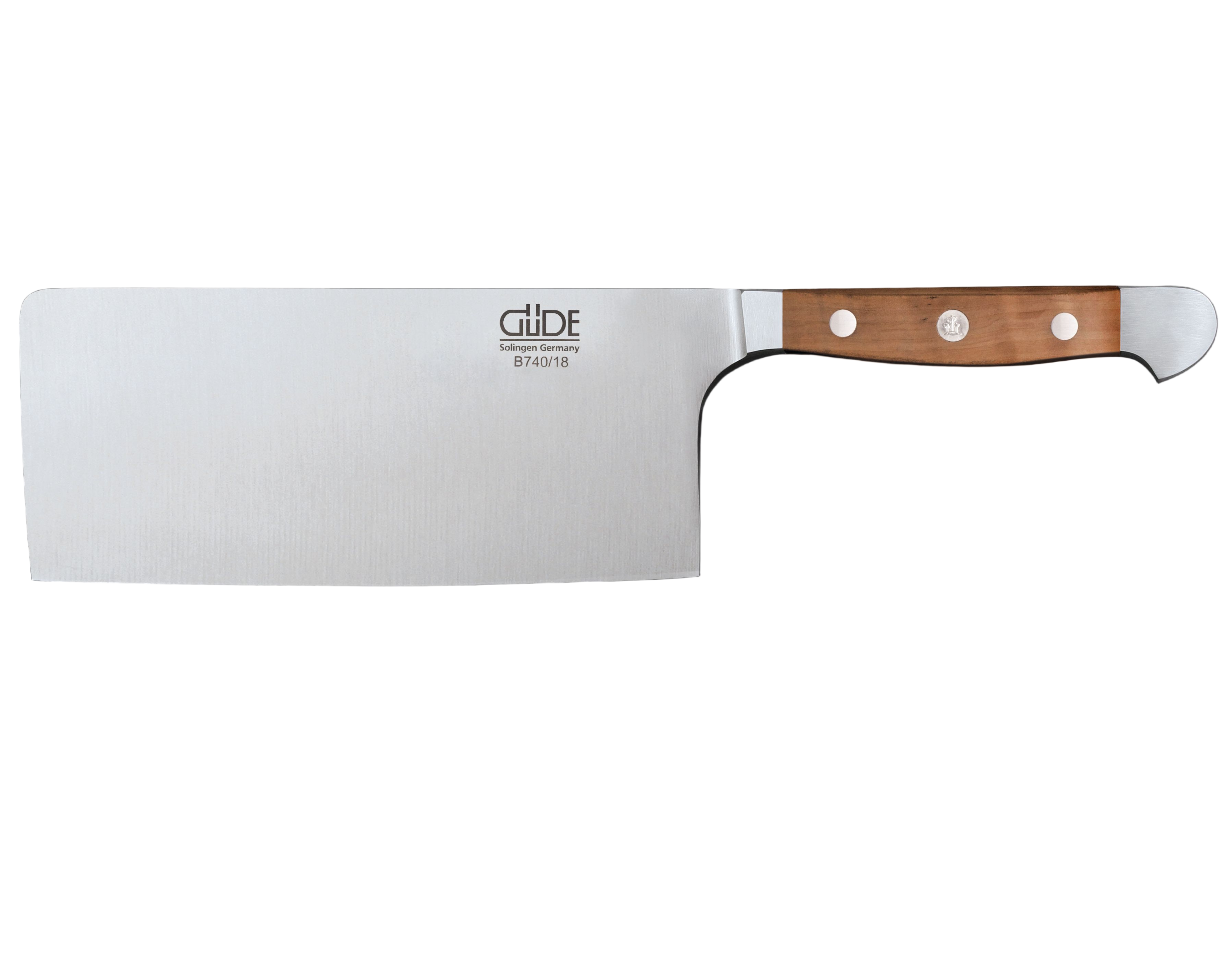 Gude Alpha Pear Series Forged Double Bolster Cleaver 7-in / 14.1-oz, Luxury Pear Wood Handle - Gude Shop USA