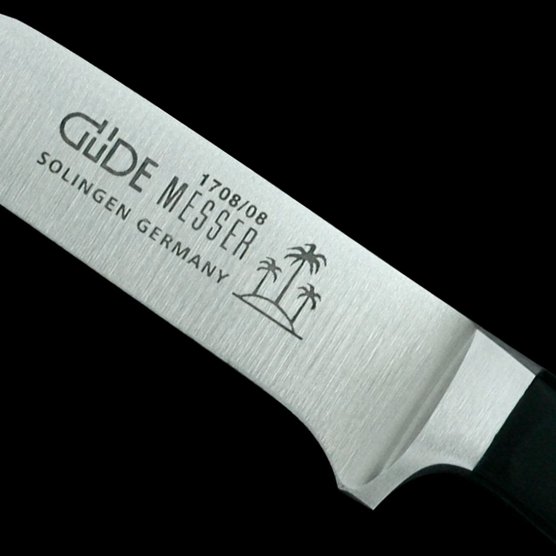 Gude Alpha Series Forged Double Bolster Utility Knife 3" Black Hostaform Handle and Sharp Point - GuedeUSA