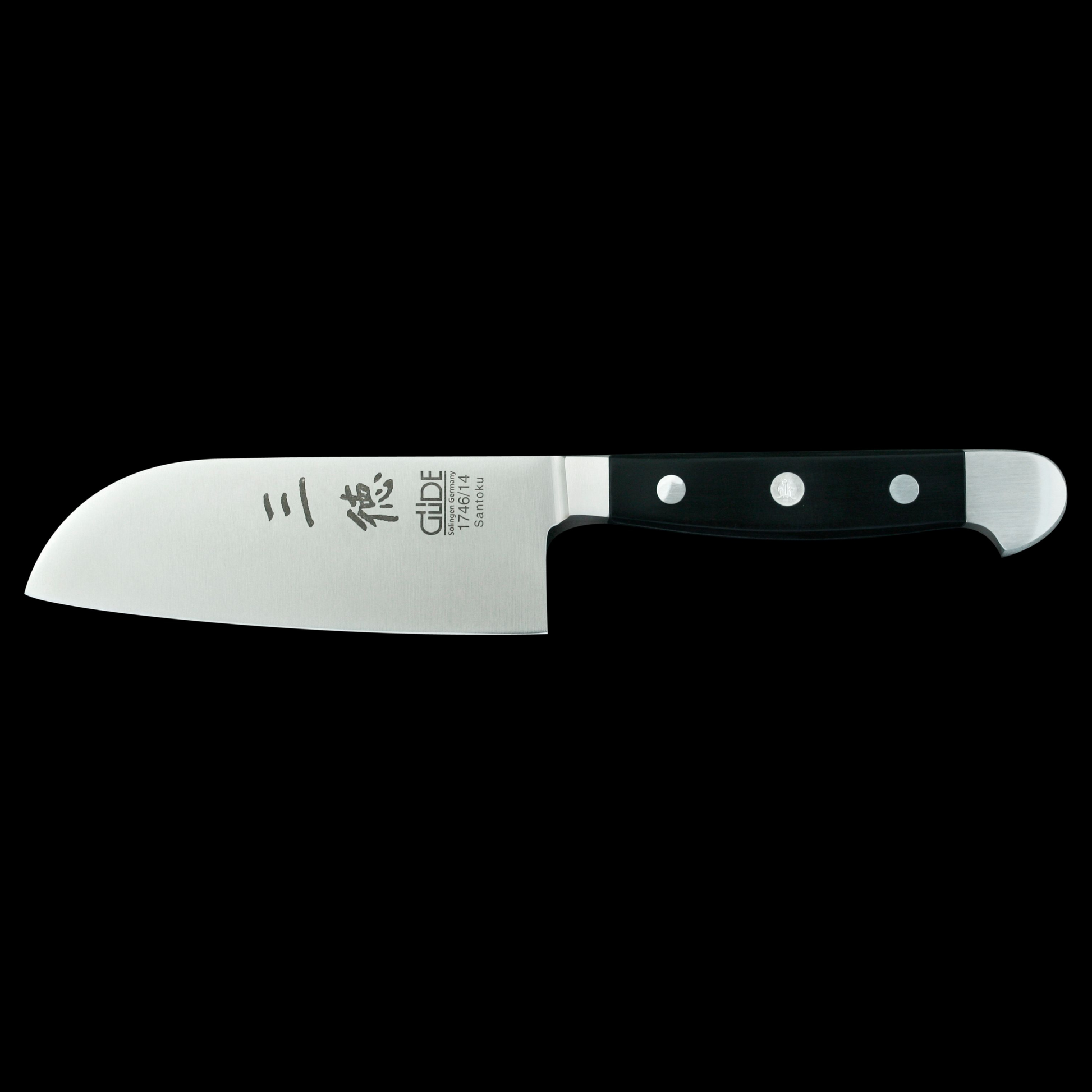 Gude Alpha Series Forged Double Bolster Santoku Knife 5", Black Hostaform Handle - GuedeUSA
