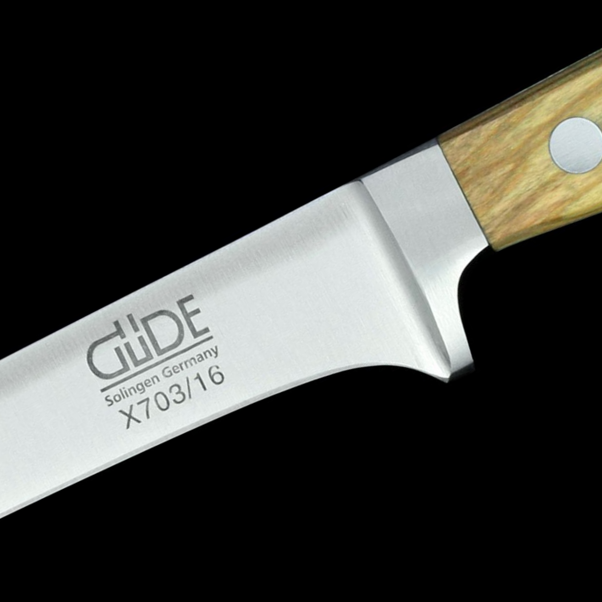 Gude Alpha Olive Series Forged Double Bolster Boning Knife 6", Olivewood Handle - GuedeUSA
