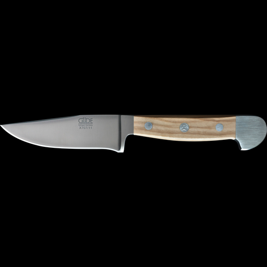 Gude Alpha Olive Series Forged Double Bolster Hunting Knife 4", Olivewood Handle - GuedeUSA