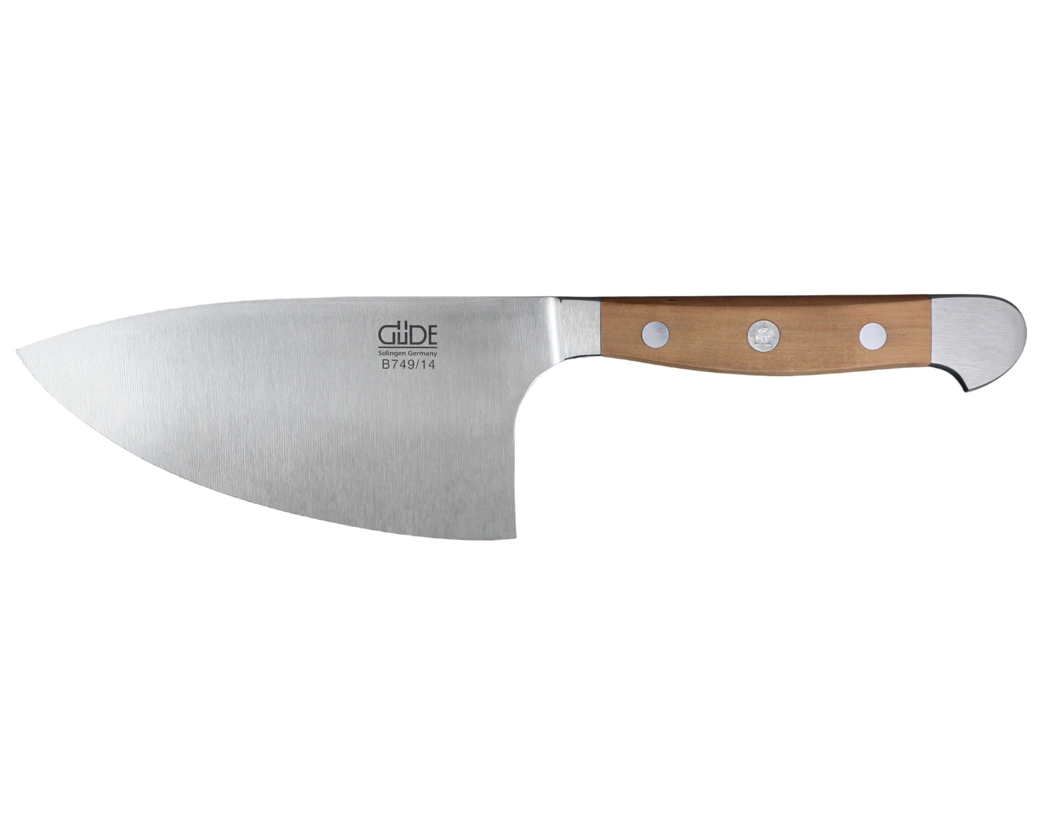 Gude Alpha Pear Series Forged Double Bolster Herb Knife 5-in, Luxury Pear Wood Handle - Gude Shop USA