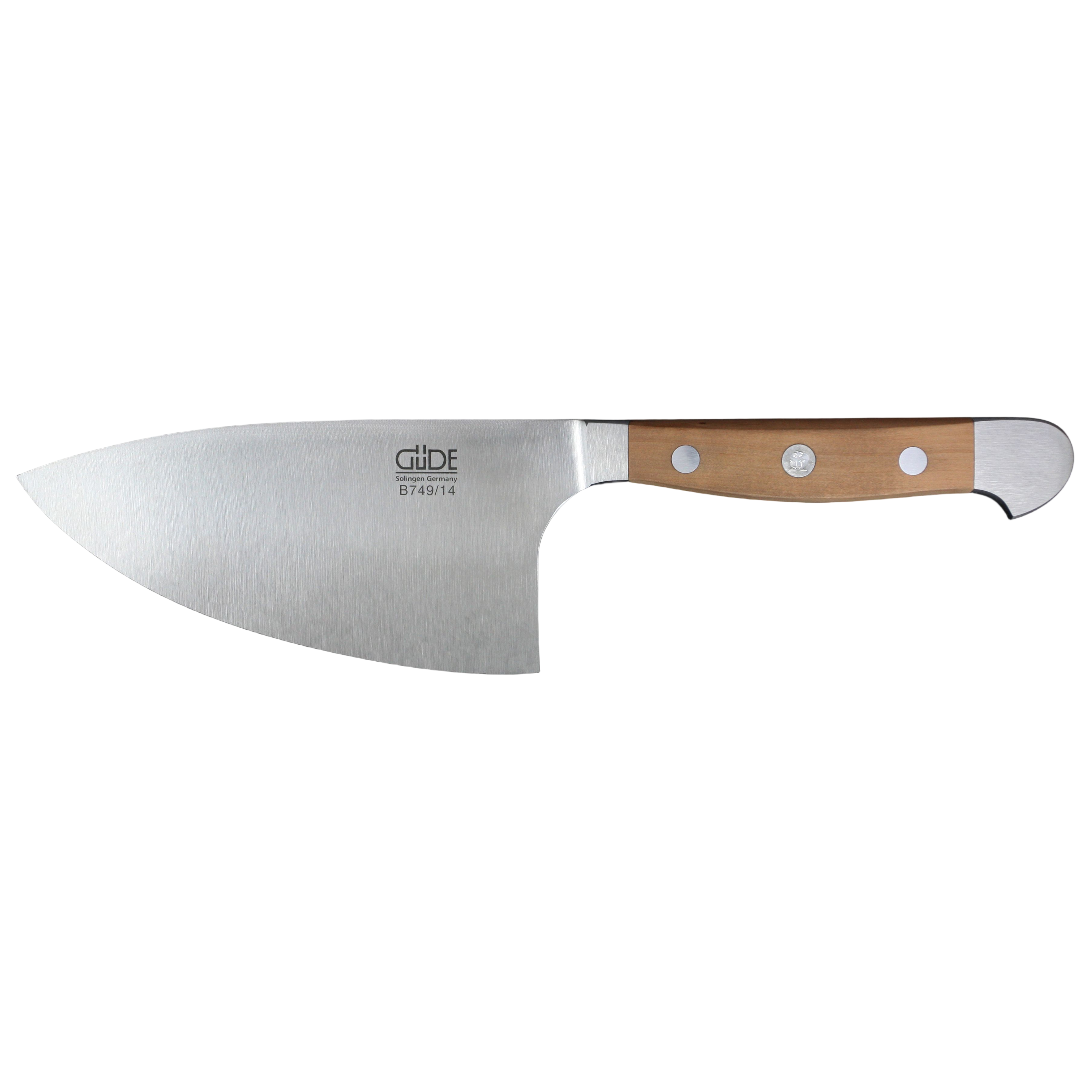 Gude Alpha Pear Series Forged Double Bolster Herb Knife 5-in, Luxury Pear Wood Handle - Gude Shop USA