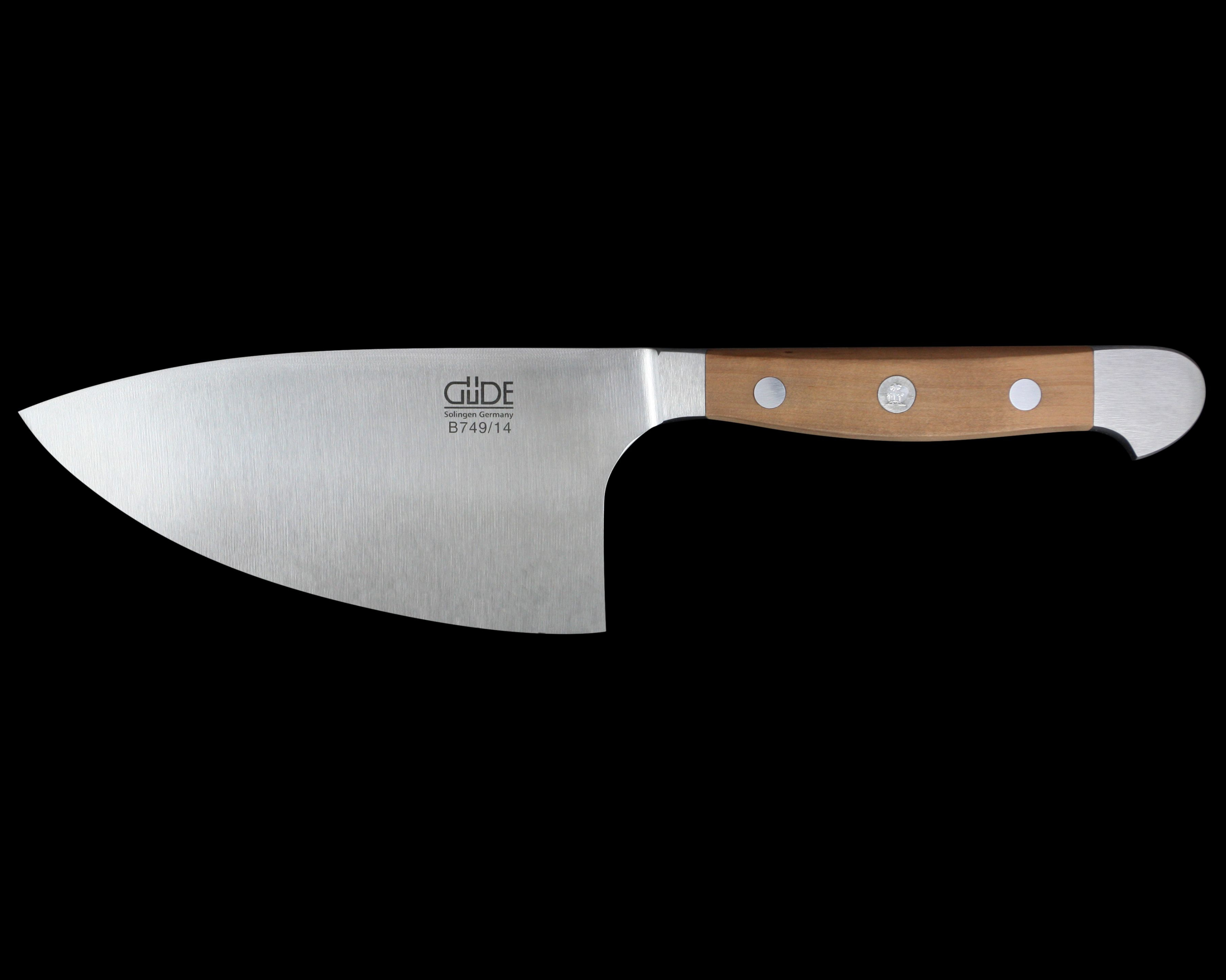 Gude Alpha Pear Series Forged Double Bolster Herb Knife 5", Pearwood Handle - GuedeUSA