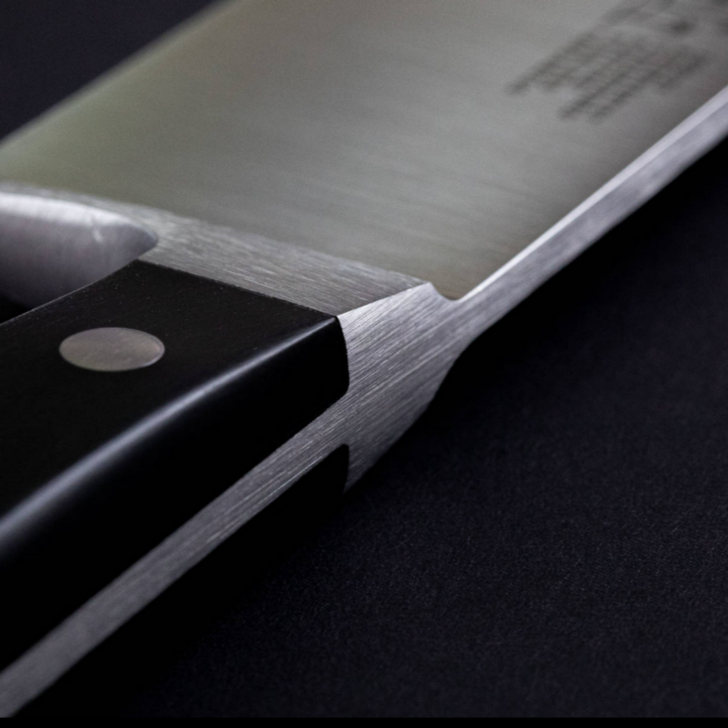Gude Alpha Series Forged Double Bolster Carving Knife 8", Black Hostaform Handle - GuedeUSA
