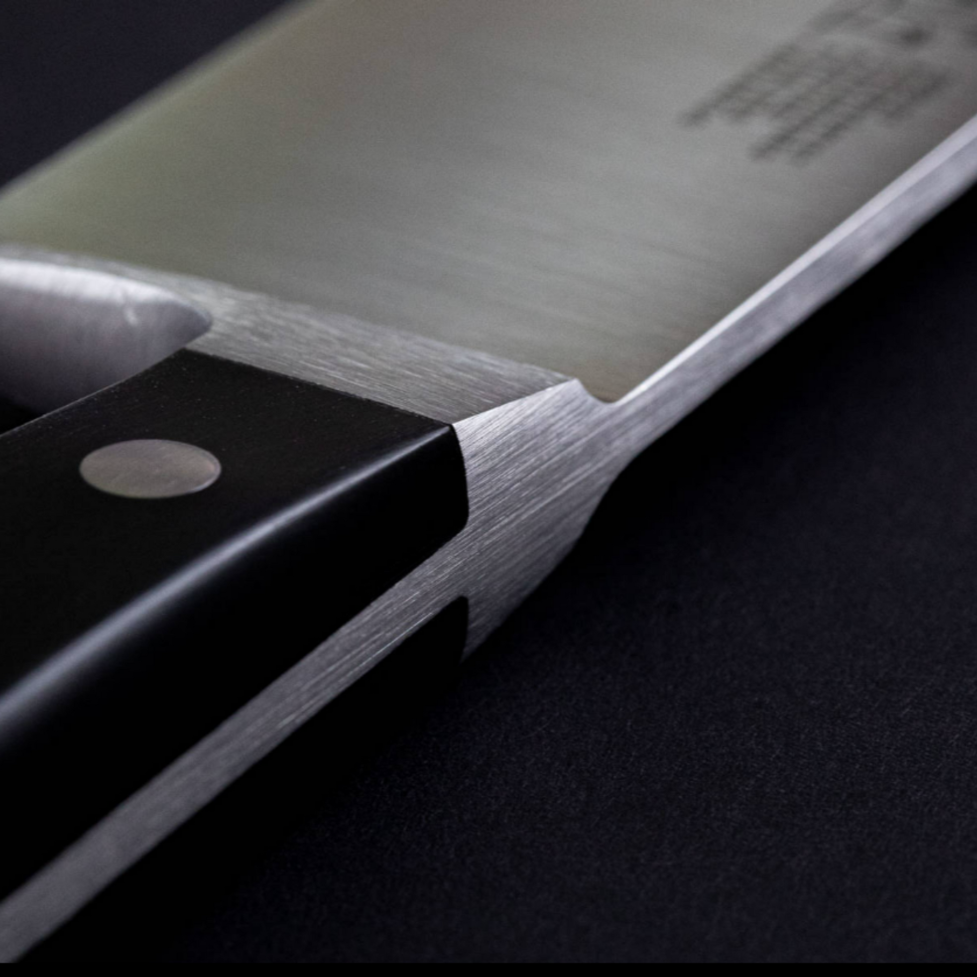 Gude Alpha Series Forged Double Bolster Porterhouse Steak Knife 4 1/2", Black Hostaform Handle and Serrated Blade - GuedeUSA