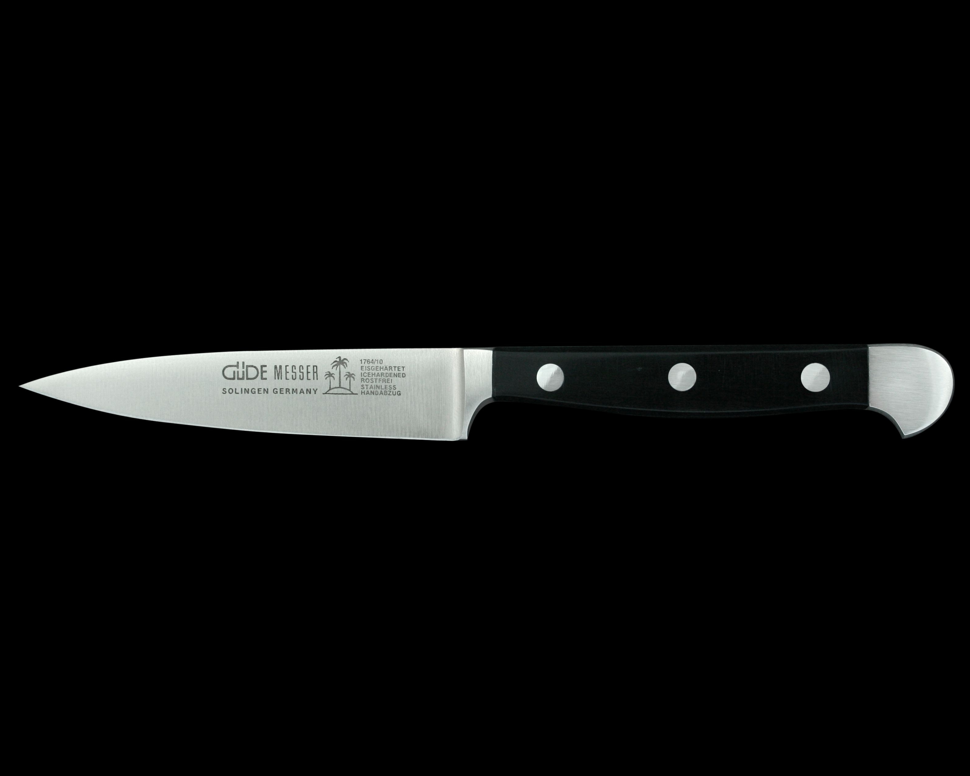 Güde Alpha Series Straight Paring Knife 4-inch, forged from a single bar of steel for a harder blade
