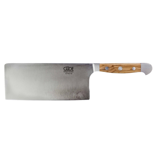 Gude Alpha Olive Series Forged Double Bolster Cleaver 7-in / 10.5-oz, Olivewood Handle