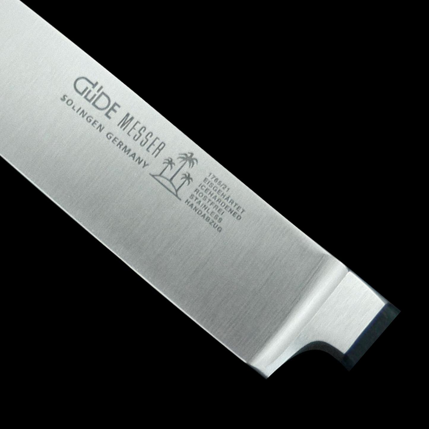 Gude Alpha Series Forged Double Bolster Carving Knife 8", Black Hostaform Handle - GuedeUSA