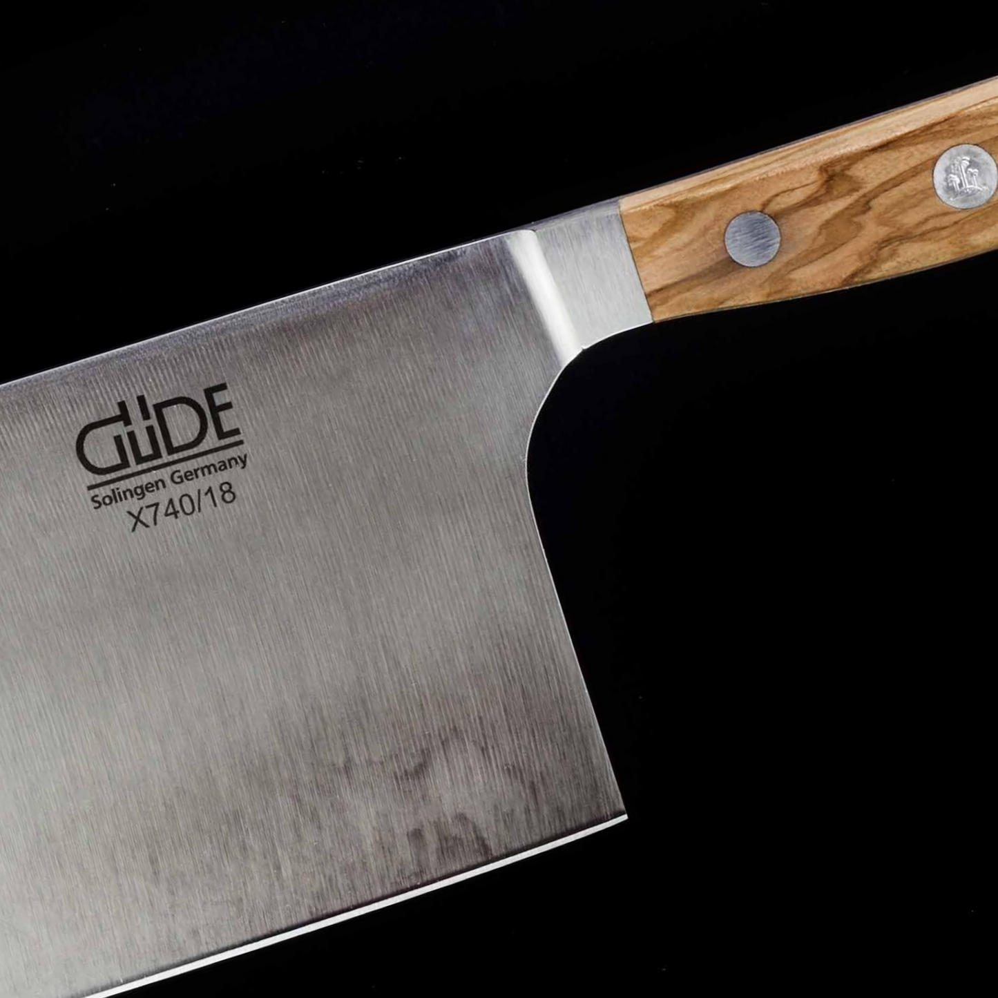 Gude Alpha Olive Series Forged Double Bolster Cleaver 7",  Olivewood Handle, 14-oz - GuedeUSA