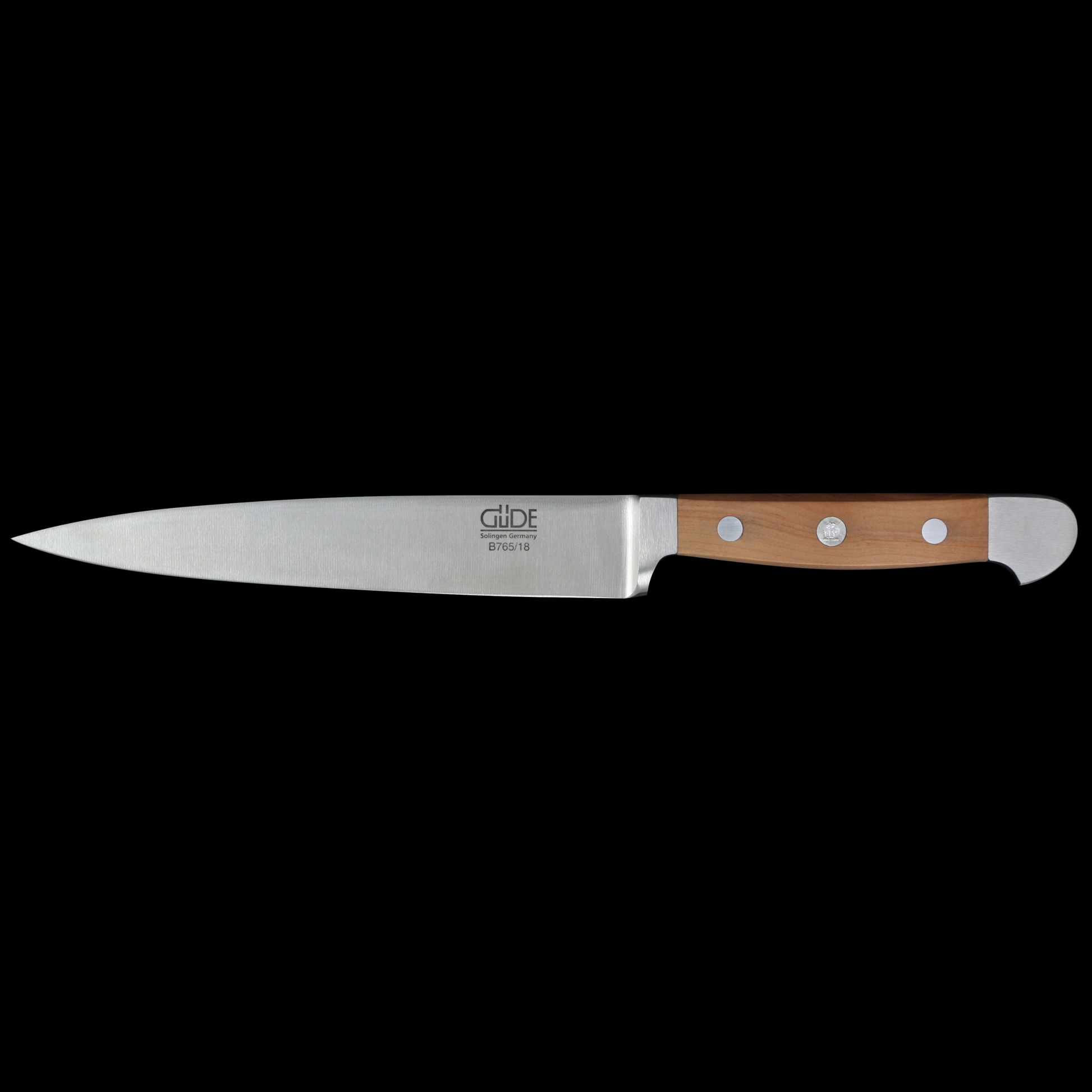Gude Alpha Birne Series Forged Double Bolster Flexible Fillet Knife 7", Pearwood Handle - GuedeUSA