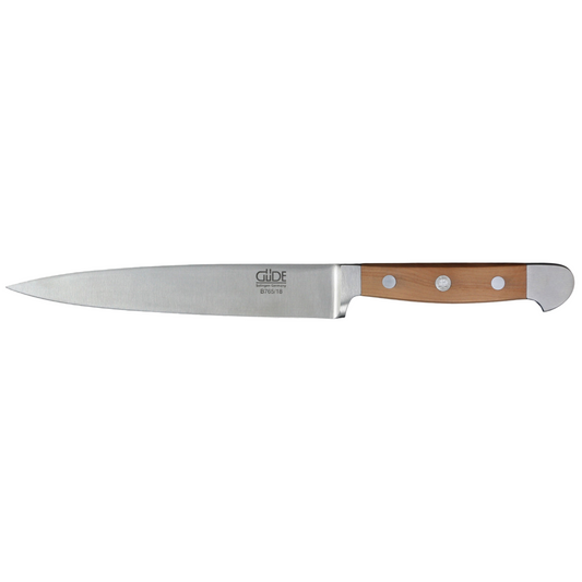 Gude Alpha Pear Series Forged Double Bolster Flexible Fillet Knife 7-in, Luxury Pear Wood Handle