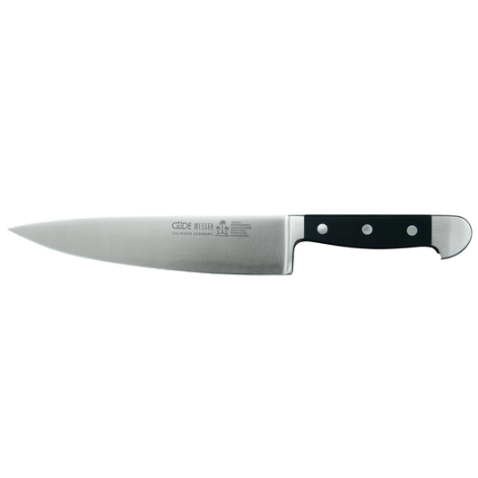 Gude Alpha Series Forged Double Bolster Chef's Knife 8-in, Black Hostaform Handle