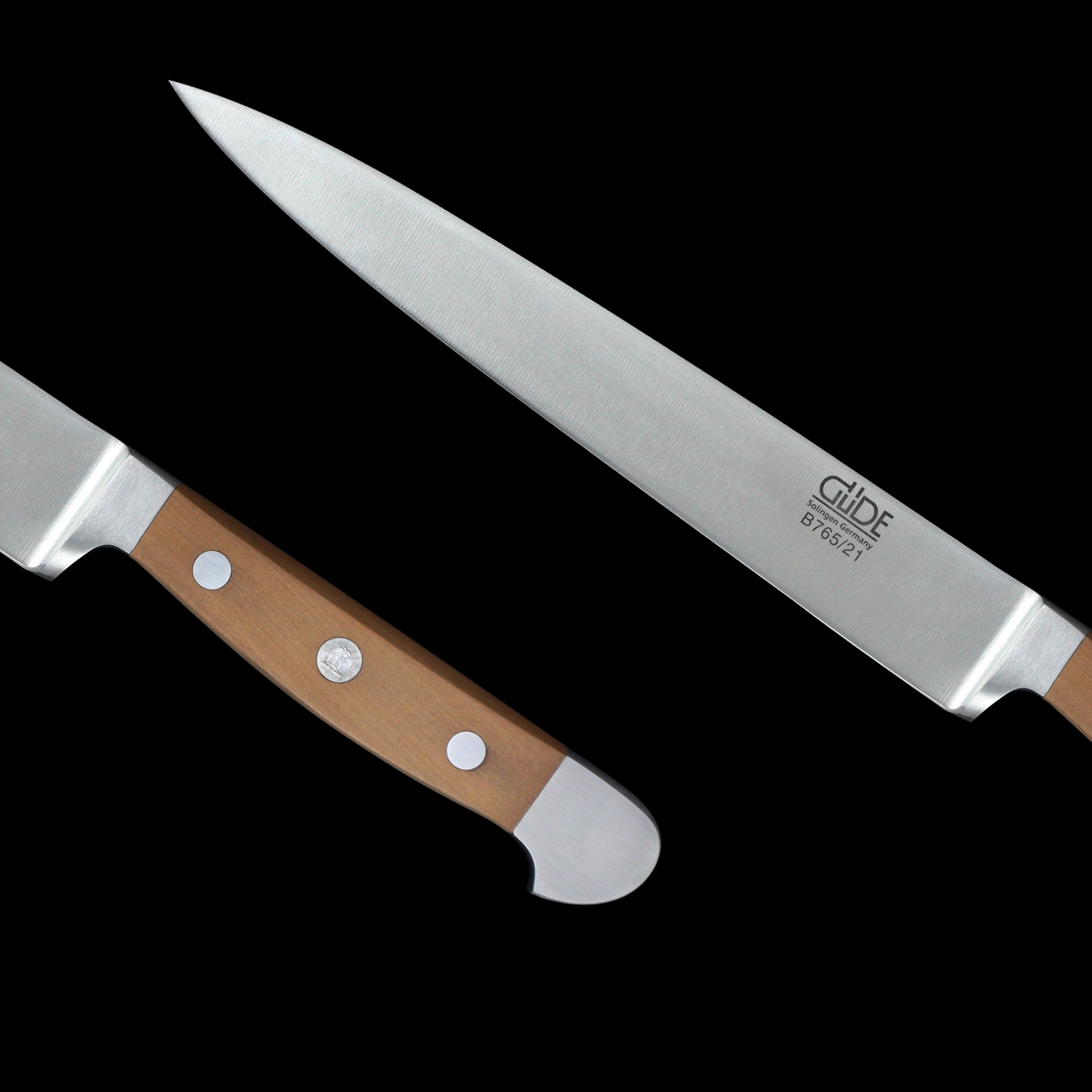 Gude Alpha Pear Series Forged Double Bolster Carving Knife 8", Pearwood Handle - GuedeUSA