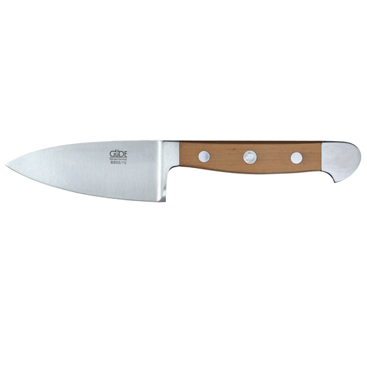 Gude Alpha Pear Series Forged Double Bolster Hard Cheese Knife 3-in, Luxury Pear Wood Handle