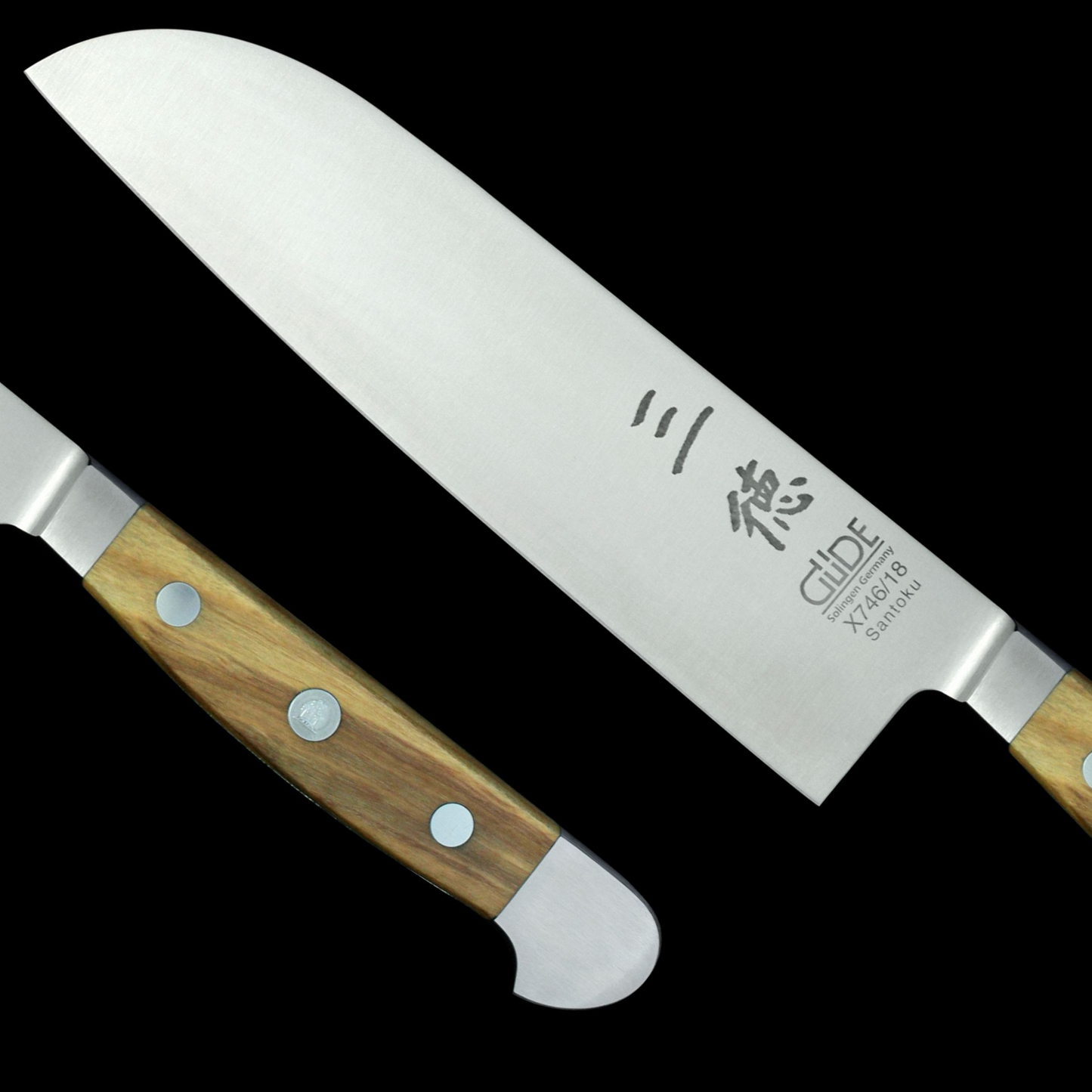 Gude Alpha Olive Series Forged Double Bolster Santoku Knife 7", Olivewood Handle - GuedeUSA
