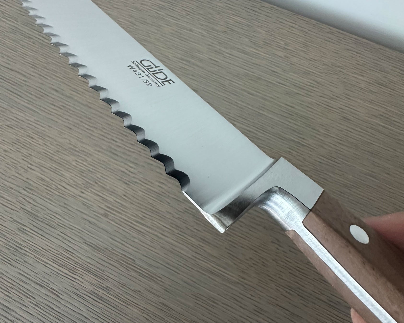 Güde Alpha Walnut Bread Knife 12" | Hand-Forged German Serrated Knife for Right & Left-Handed Use - Gude Shop USA
