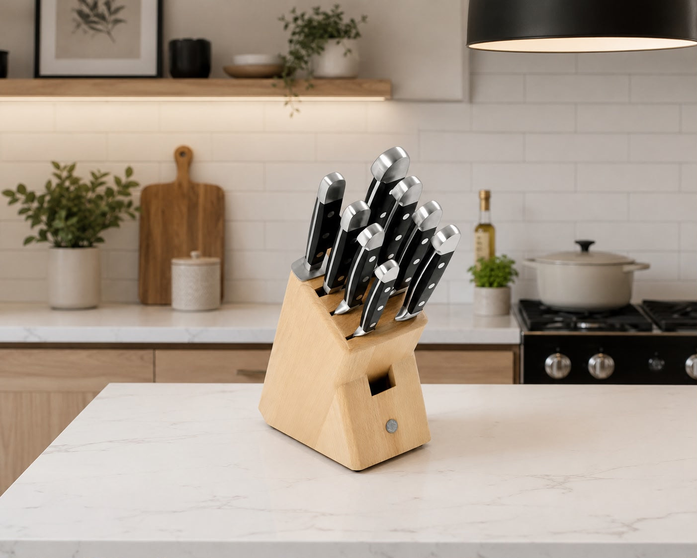 Güde Alpha Series 10-piece knife block set with black Hostaform handles