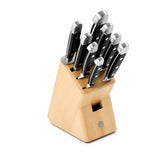 Güde Alpha 10-Piece Knife Block Set with black Hostaform handles, blades hand-forged in Solingen, Germany