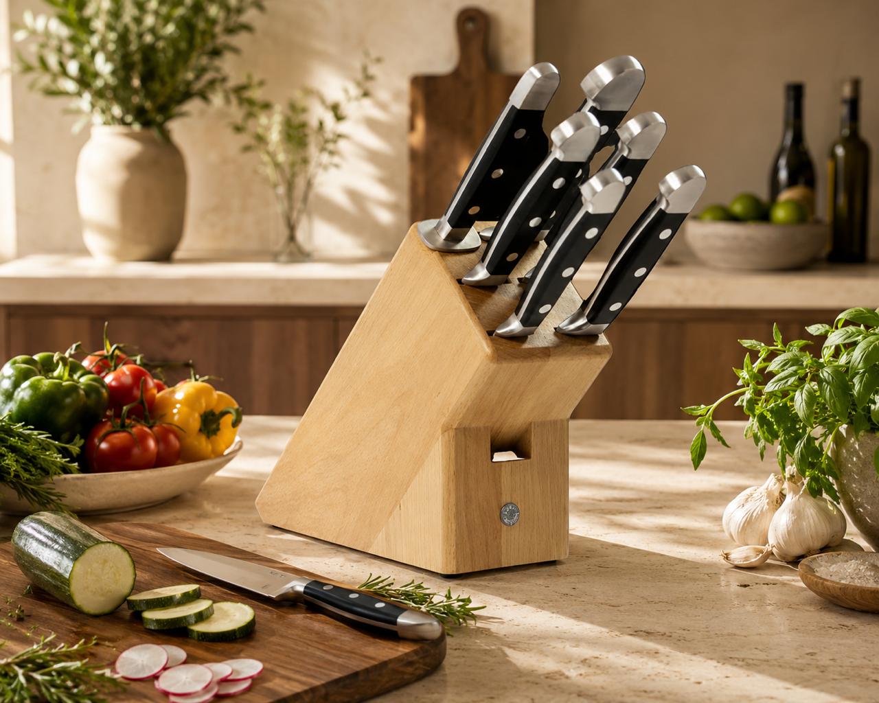 Gude Alpha Series 8-Piece Knife Block Set, Black Hostaform Handle – Gude Shop USA